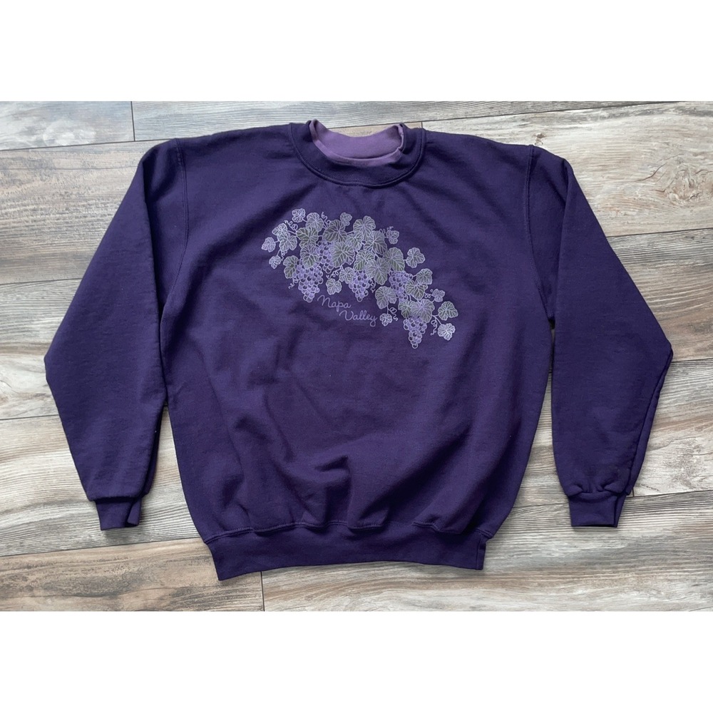 Vintage 90s Top Stitch By Morning Sun Napa Valley Purple Crew Neck Size L
